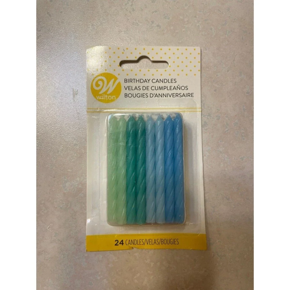 Lot of two Green and Blue Ombre Birthday Candles, 24-Count